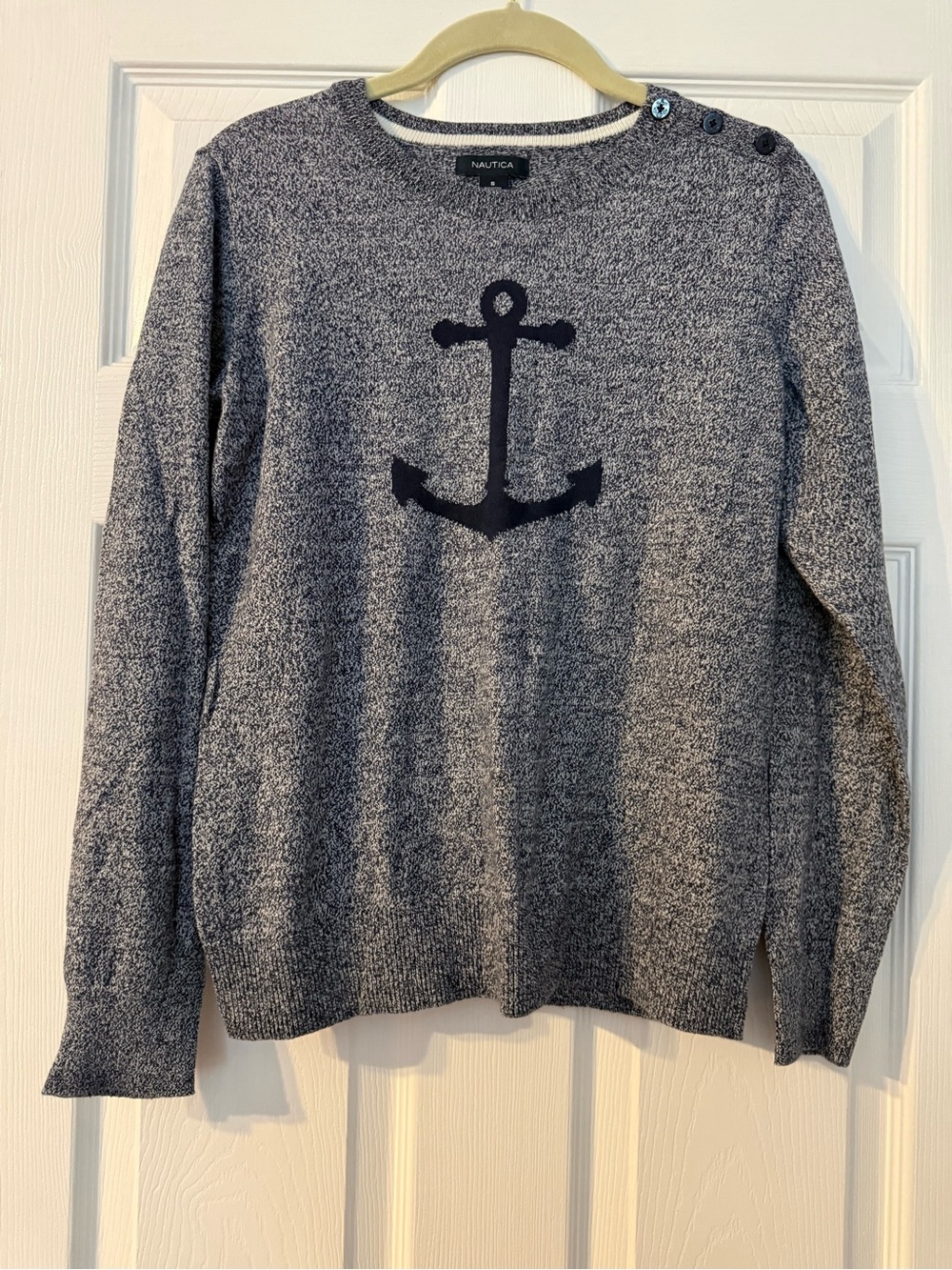 Nautica Women’s Gray Anchor Crewneck Sweater
